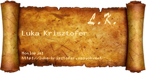 Luka Krisztofer névjegykártya